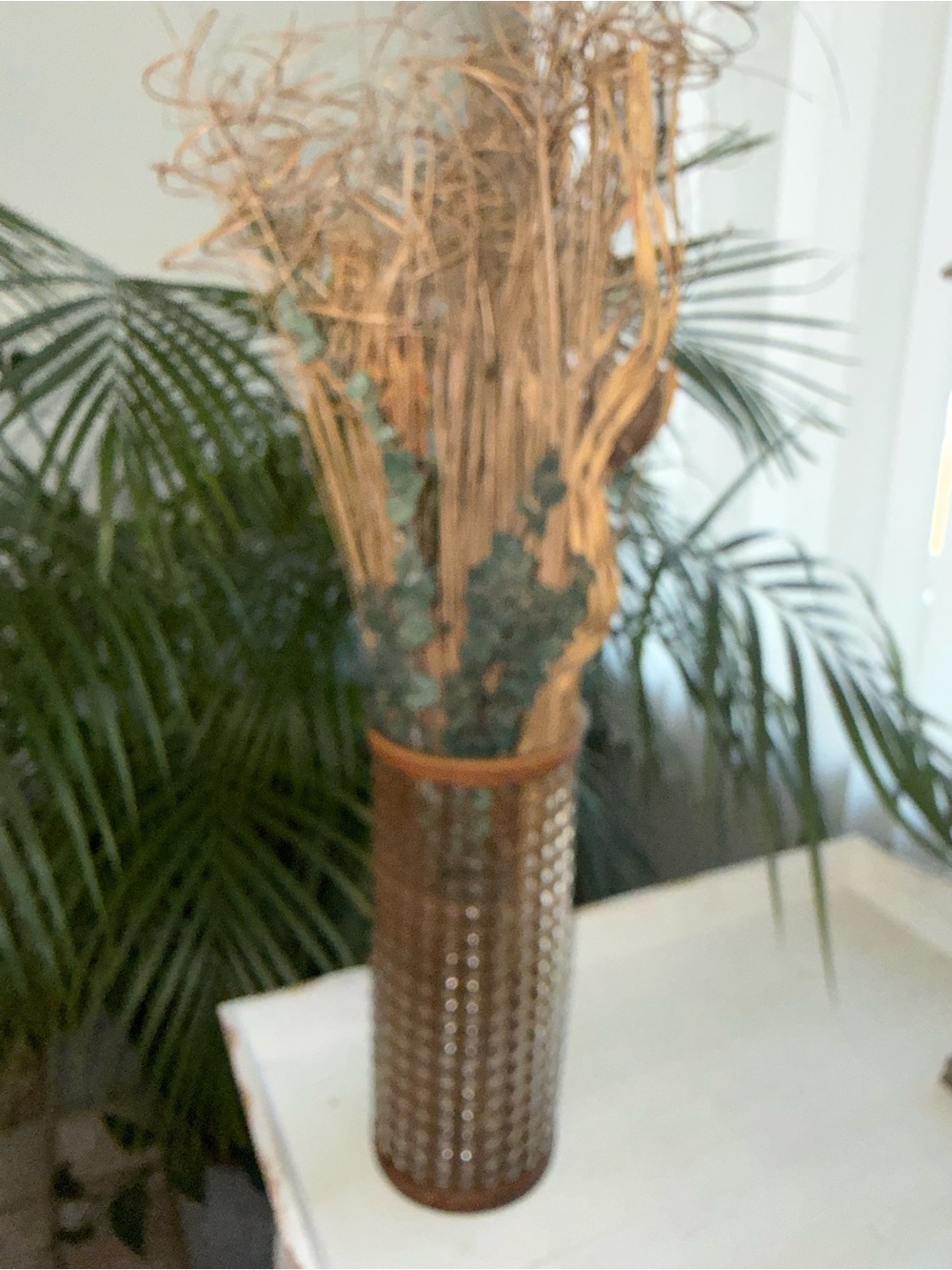 Pier 1 Gold Tall Floor Vase with Natural Stems - Picture 3 of 4